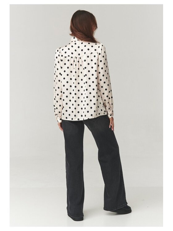 Makadamia Makadamia Koszula C17 Écru Loose Fit