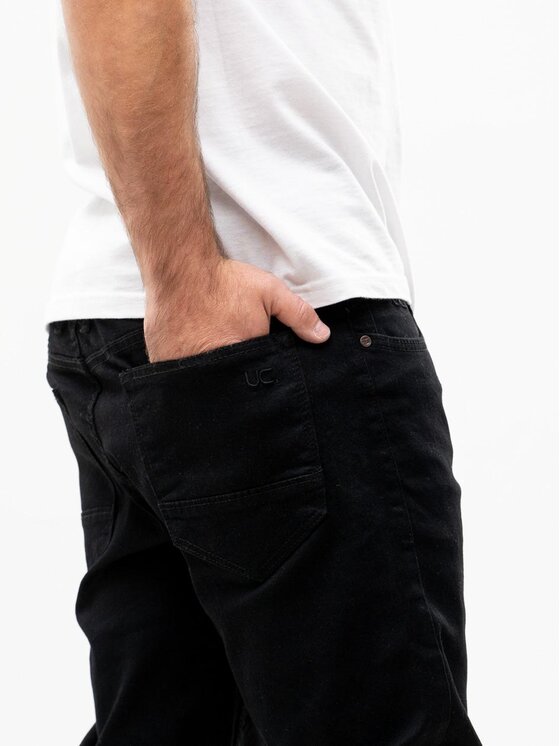 Urban City Urban City Jeansy Spodnie Jeansowe Męskie Czarne UrbanCity Pocket Logo 36 Czarny Regular Fit
