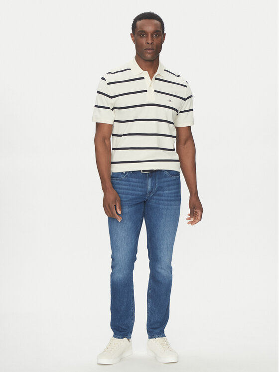Gant Gant Тениска с яка и копчета 2014022 Екрю Regular Fit