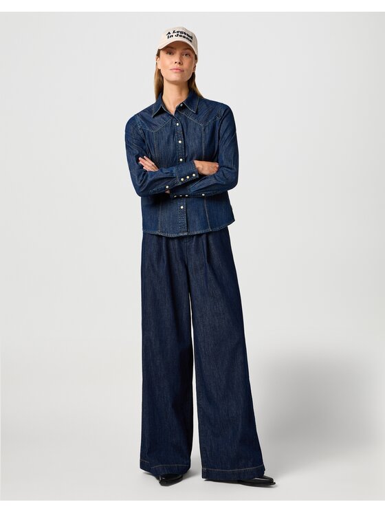 Wrangler Wrangler Jeansy Pleated Trouser Granatowy Wide Leg