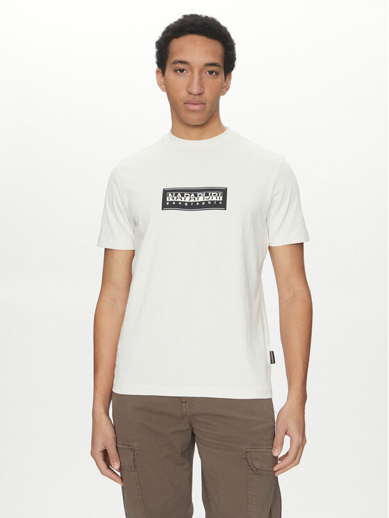 Napapijri Napapijri Tričko S-box Logo NP0A4I3L Écru Regular Fit