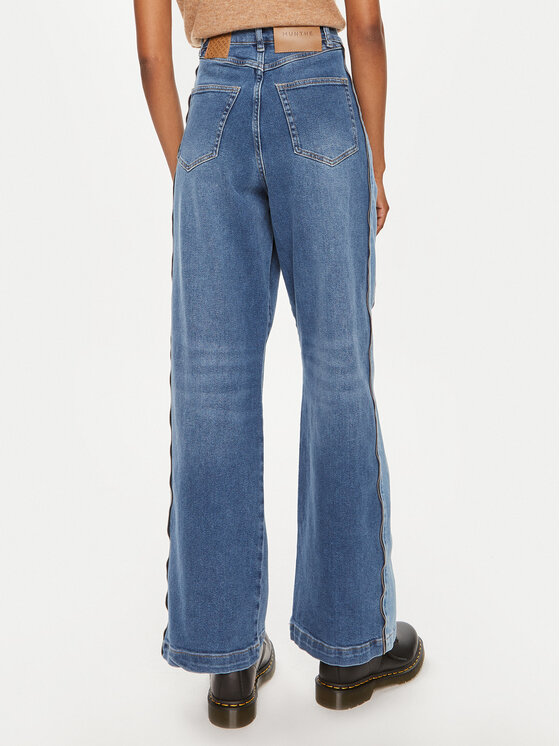 Munthe Munthe Jeans hlače Obbia 242140024207 Modra Wide Leg