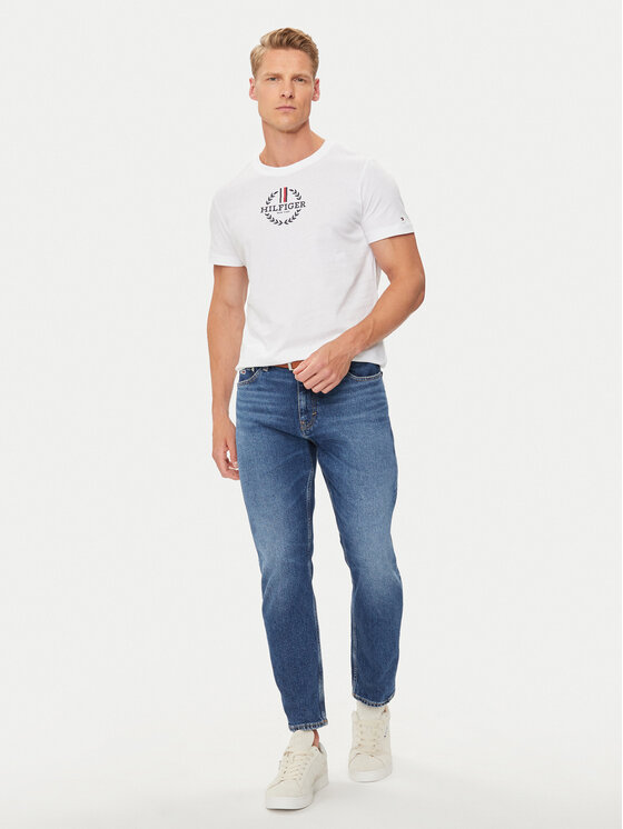 Tommy Hilfiger Tommy Hilfiger T-krekls Global Stripe MW0MW34388 Balts Regular Fit