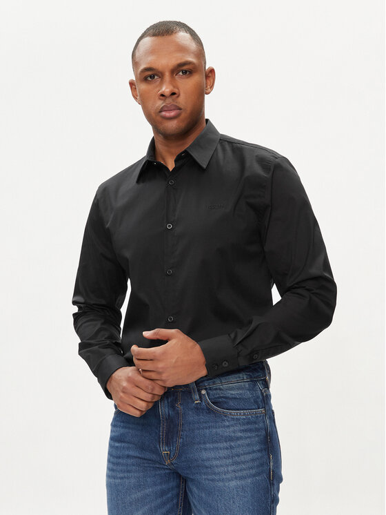 Guess Guess Cămașă Sunset M1YH20 W7ZK1 Negru Slim Fit