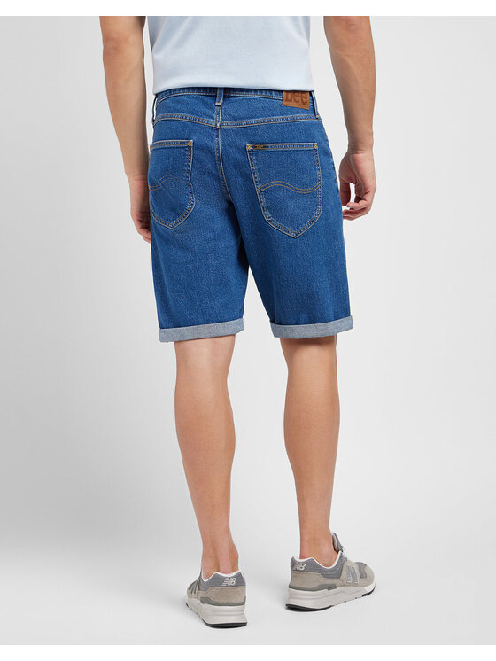 Lee Lee Szorty jeansowe 5 POCKET SHORT Niebieski Regular Fit