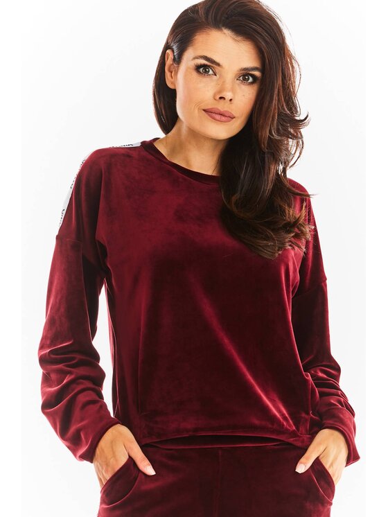 Awama Awama Bluza A374 Bordowy Basic Fit