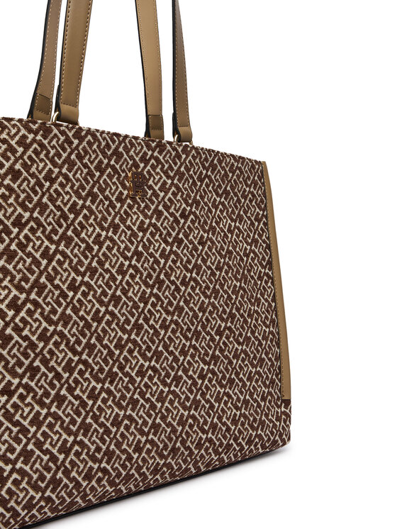 Tommy Hilfiger Tommy Hilfiger Kabelka Th Jacquard Tote AW0AW19009 Hnedá