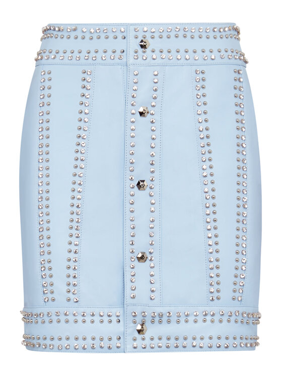 PHILIPP PLEIN PHILIPP PLEIN Gonna di pelle 30901 Azzurro chiaro Short Fit