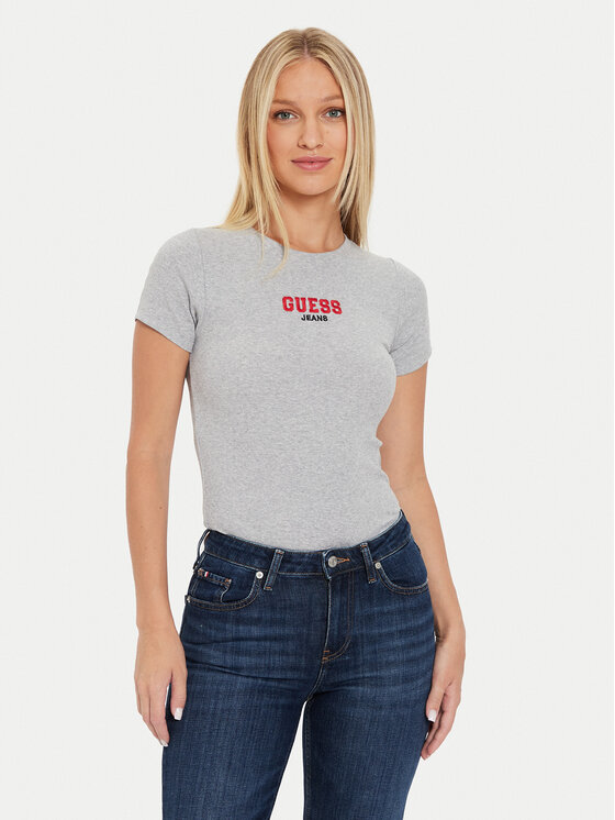 Guess T-krekls W4YI64 KA0H1 Pelēks Slim Fit