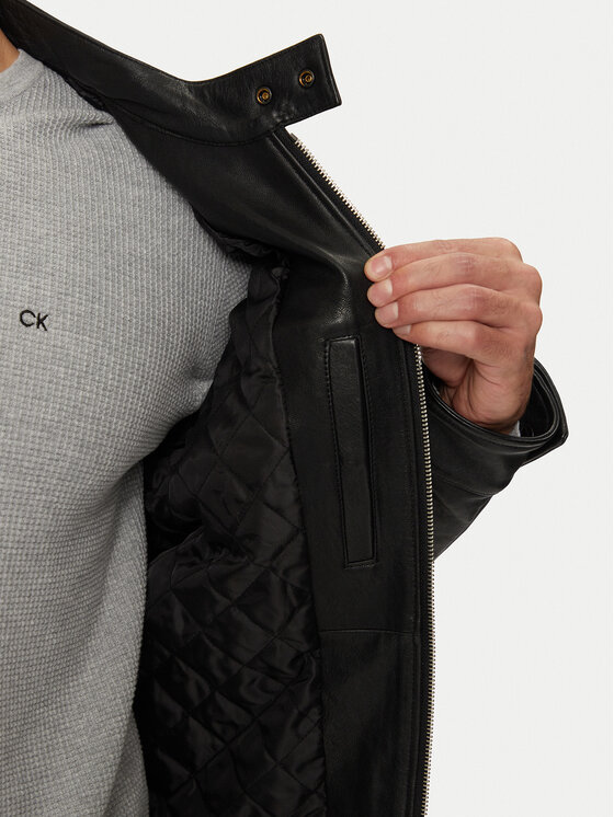 REPLAY REPLAY Kurtka skórzana M8435 .000.84950 Czarny Regular Fit