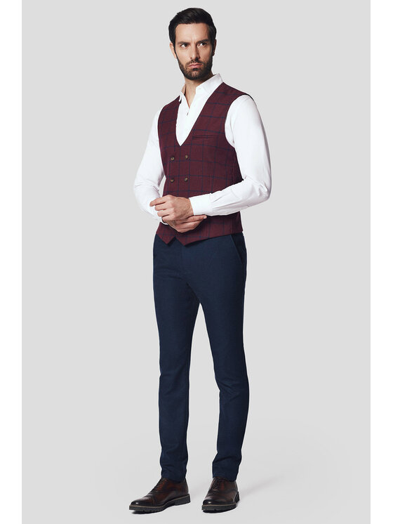 Lancerto Lancerto Kamizelka Sanremo KA131224000003 Bordowy Slim Fit