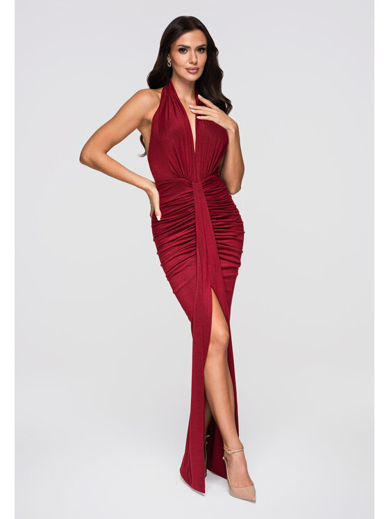 Ombre Ombre Sukienka wieczorowa LA-OM-DLR260 Czerwony Regular Fit