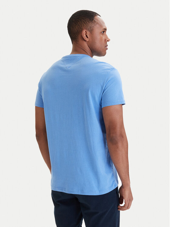 Tommy Jeans Tommy Jeans T-krekls Linear Chest DM0DM21780 Zils Slim Fit