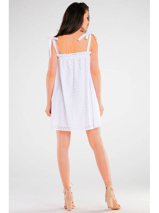 Awama Awama Sukienka letnia A434 Biały Basic Fit