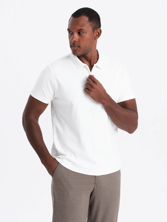 Ombre Ombre Polo OM-POSS-0132 Biały Regular Fit