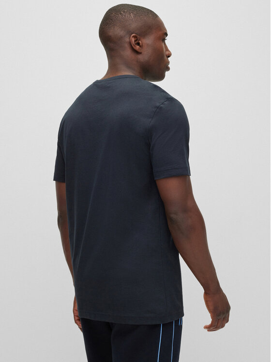BOSS Boss T-krekls Tee Curved 50469045 Tumši zils Regular Fit