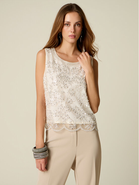 Oltre Oltre T-Shirt G0A7J005023N021 Biały Regular Fit