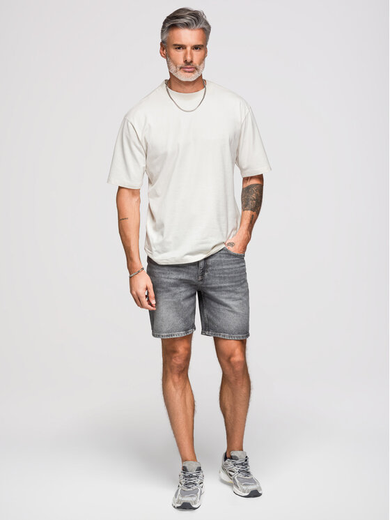 Ombre Ombre T-Shirt OM-TSCT-0279 Biały Loose Fit
