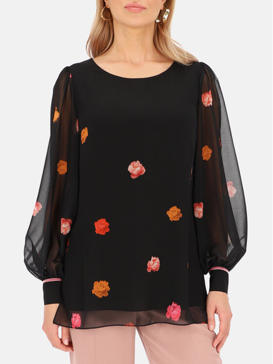 L’AF L’AF Bluzka Flara Czarny Regular Fit