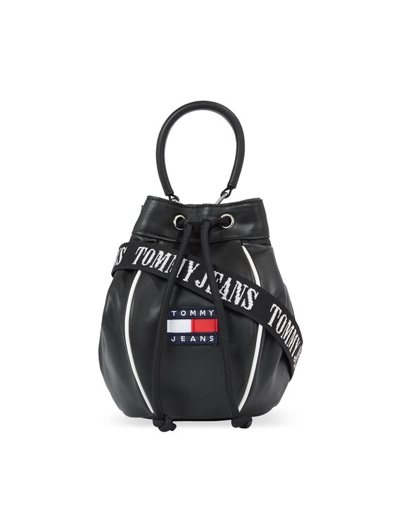 Geantă Tommy Jeans Tjw Heritage Bucket Bag AW0AW15437 Black BDS