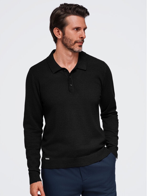 Ombre Ombre Polo OM-POLS-0151 Czarny Regular Fit