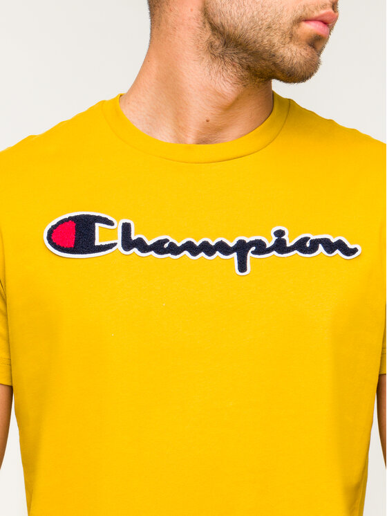Champion Champion Póló Script Logo 213521 Sárga Comfort Fit