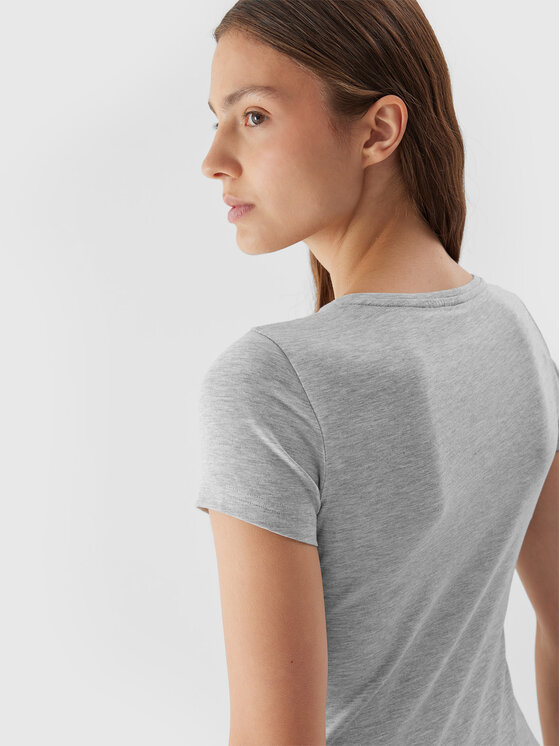 4F 4F Тишърт 4FAW23TTSHF0907 Сив Slim Fit