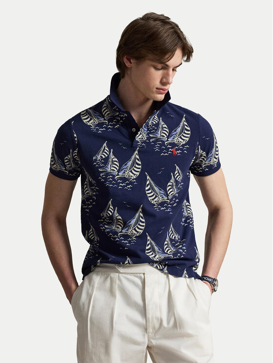 Polo Ralph Lauren Tricou polo 710B18828001 Bleumarin Custom Slim Fit