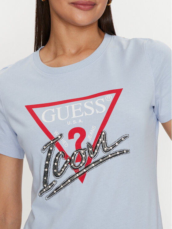 Guess Guess Marškinėliai Icon W4YI32 I3Z14 Mėlyna Regular Fit