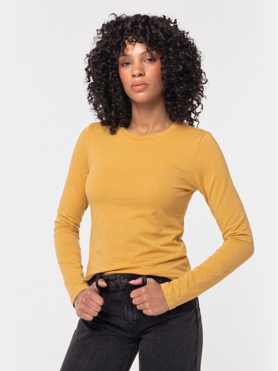BASICLO BASICLO Longsleeve W-2253-267 Żółty Slim Fit