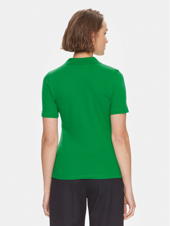Tommy Hilfiger Tommy Hilfiger Тениска с яка и копчета 1985 WW0WW37823 Зелен Slim Fit