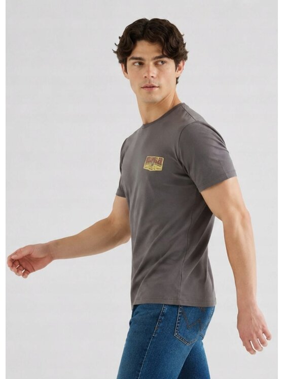 Wrangler Wrangler T-Shirt Small Graphic Tee Szary Oversize