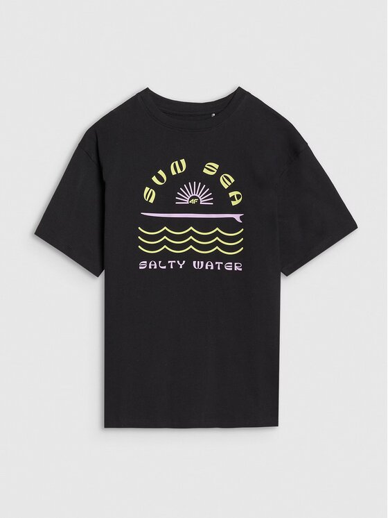 4F 4F T-Shirt 4FJWSS25TTSHF1870-20S Czarny Oversize