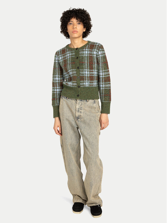 Element Element Kardigan Plaid Cardigan W ELJSW00113 Zielony Regular Fit
