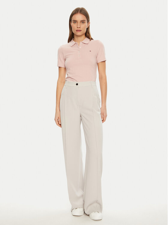 Tommy Hilfiger Tommy Hilfiger Тениска с яка и копчета 1985 WW0WW43225 Розов Slim Fit