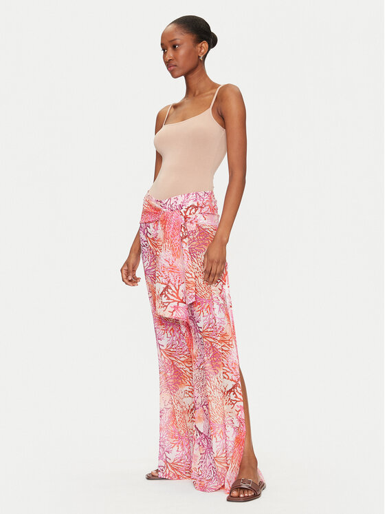 Guess Guess Bavlnené nohavice E5GB01 WH4T2 Koralová Regular Fit