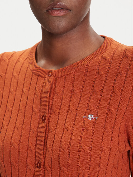 Gant Gant Pletena jopica 4800103 Rjava Slim Fit