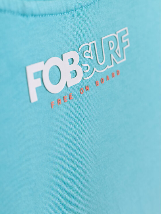 4F 4F T-Shirt FOB SUMMER Turkusowy Regular Fit