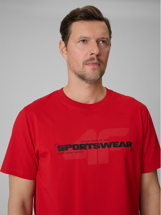 4F 4F T-Shirt SPORTS CLUB Czerwony Regular Fit