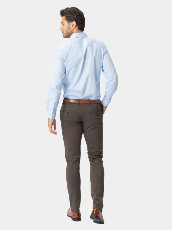 TeeShoppen TeeShoppen Spodnie garniturowe 'Perform Collection' Brązowy Slim Fit