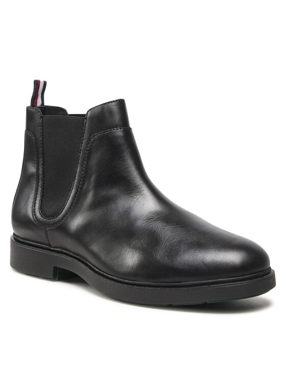 Tommy Hilfiger Tommy Hilfiger Sztyblety Elevated Rounded Lth Chelsea FM0FM04183 Czarny