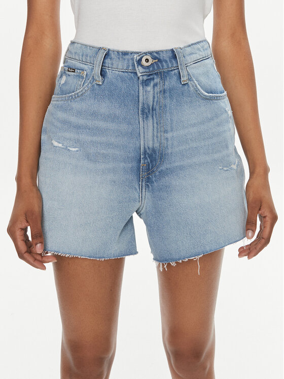 Pepe Jeans Džínsové šortky A-Line Short Uhw PL801112RH3 Modrá Slim Fit