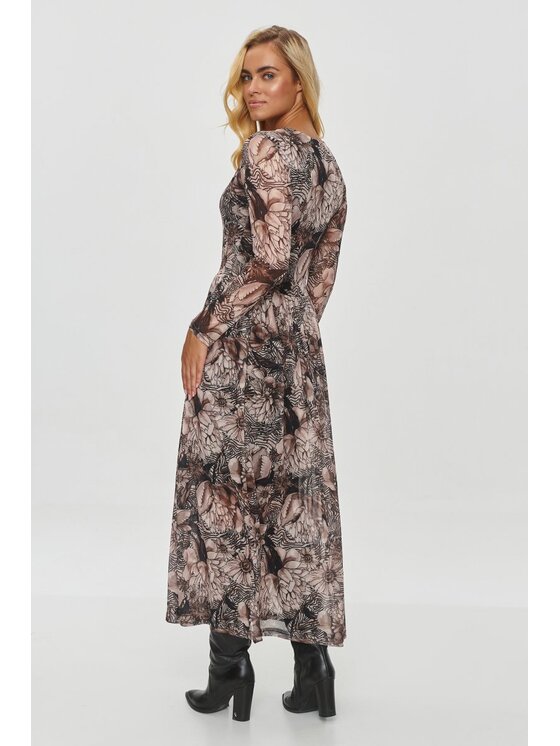 Makadamia Makadamia Sukienka wieczorowa M860 Beżowy Comfortable Fit