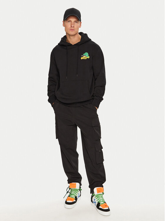 Off-White Off-White Džemperis OMBB097S23FLE0041084 Juoda Regular Fit