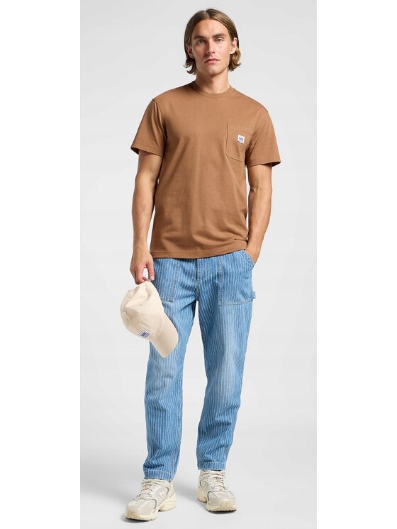 Lee Lee T-Shirt WW Pocket Tee Brązowy Relaxed Fit
