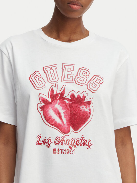 Guess Guess Tricou V6GI14 K2981 Alb Relaxed Fit