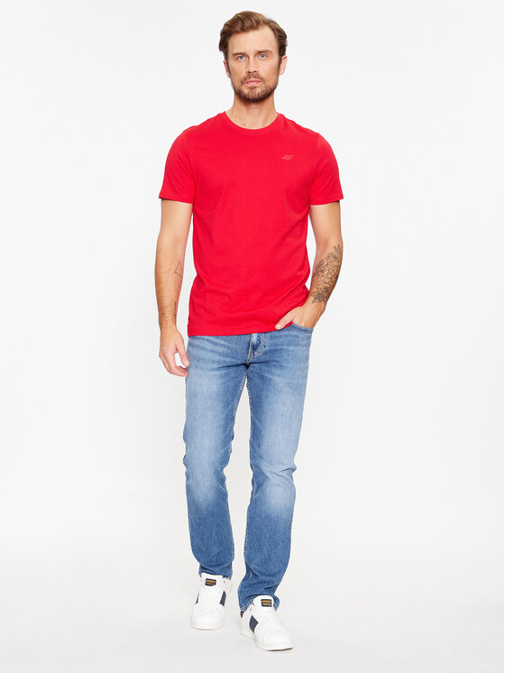4F 4F Tričko 4FAW23TTSHM0876 Červená Regular Fit