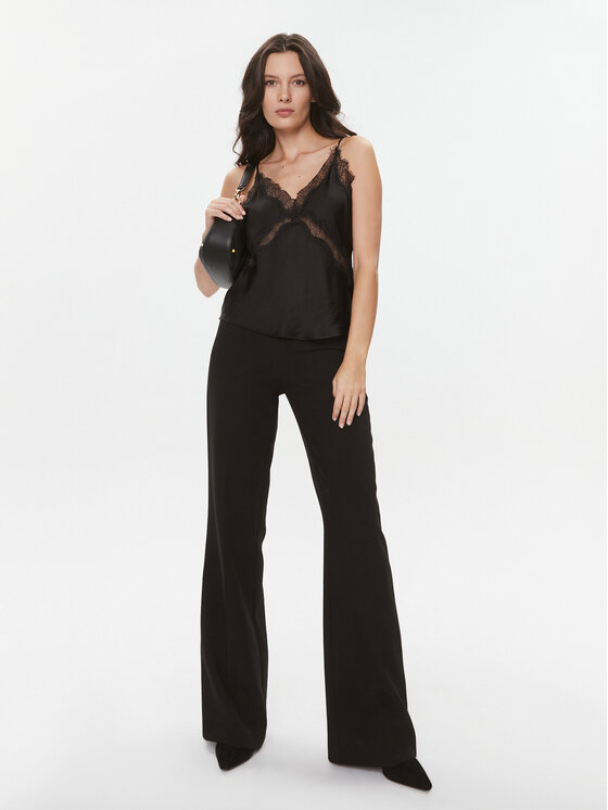 TWINSET TWINSET Bavlnené nohavice 232TT2191 Čierna Flare Fit