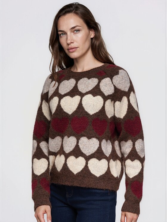 Ombre Ombre Sweter OW-SW-E0058 Brązowy Regular Fit