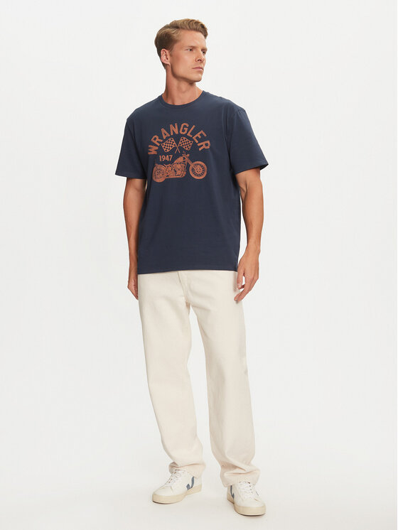 Wrangler Wrangler Marškinėliai Americana 112357436 Tamsiai mėlyna Regular Fit